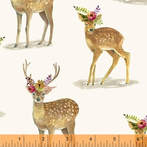Wanderers Weekend  by Sophia Santander 50787-2 Floral Fawns Linen Cotton Woven Fabric