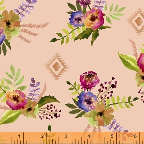 Wanderers Weekend by Sophia Santander 50788-3 Floral Bouquet Apricot Cotton Woven Fabric