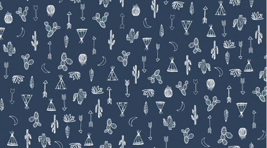 Llamaste Desert Symbols on Poseidon Stella-1176-Poseidon Cotton Woven Fabric
