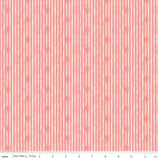 Abbie by Sue Daley Stripe Coral C7715-CORAL Cotton Woven Fabric