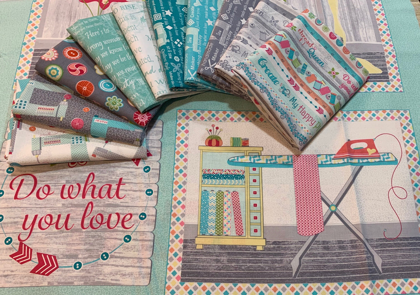 My Happy Place by Cherry Guidry Grey/Multi Favorite Makers Sewing Machine  7593B-11 Cotton Woven Fabrics