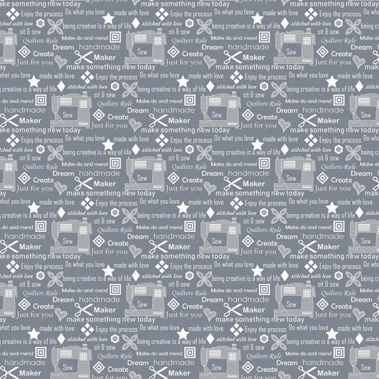 My Happy Place by Cherry Guidry Grey Sewers Wisdom  7596B-11 Cotton Woven Fabrics