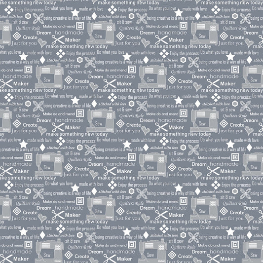 My Happy Place by Cherry Guidry Grey Sewers Wisdom 7596B-11 Cotton Woven Fabrics