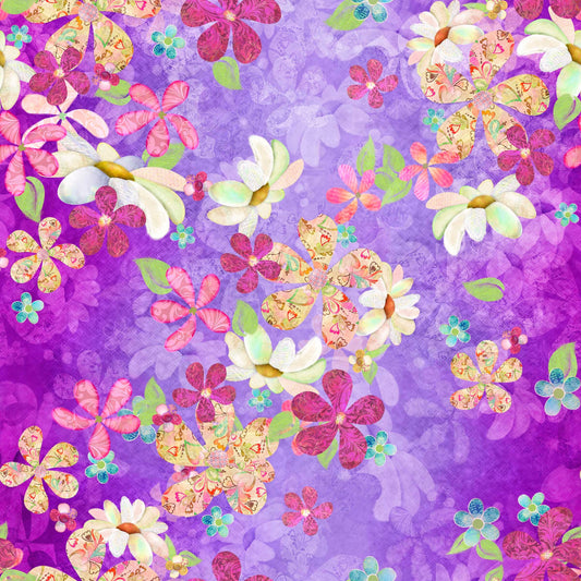In The Meadow Purple Forest 14488-MULTI Digitally Printed Cotton Woven Fabric