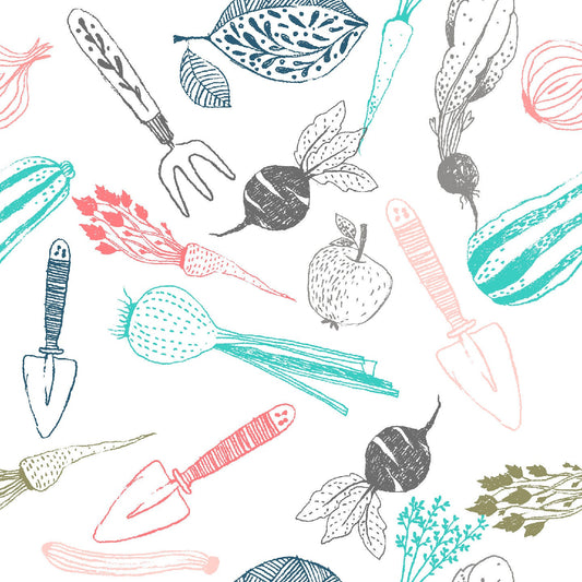 Little Thicket Vegetable Garden 14532-WHITE Cotton Woven Fabric