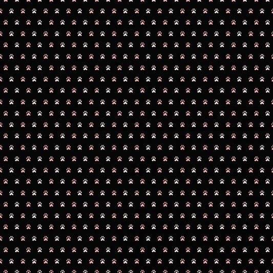 Meow and Forever by My Mind's Eye Paws Black C7845R-BLACK Cotton Woven Fabric