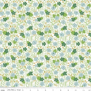 Lets Be Mermaids by Melissa Mortenson Gold Sparkle Floral on White c7612-white Cotton Woven Fabric
