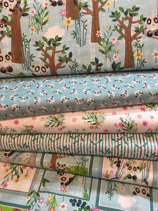 Panda Park Panda In The Park Aqua 9477-11 Cotton Woven Fabric Panda Park Blank