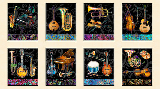 Fine Tuning by Dan Morris Cream Instruments 24" Panel 26843E Cotton Woven Panel