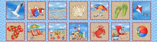 Wade & Sea by Emma Leach Beach Blocks 9526-70 Cotton Woven Fabric