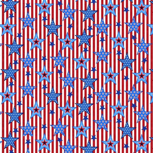 America Home of the Brave by Sharla Fults Striped Stars 4625-88 Cotton Woven Fabric