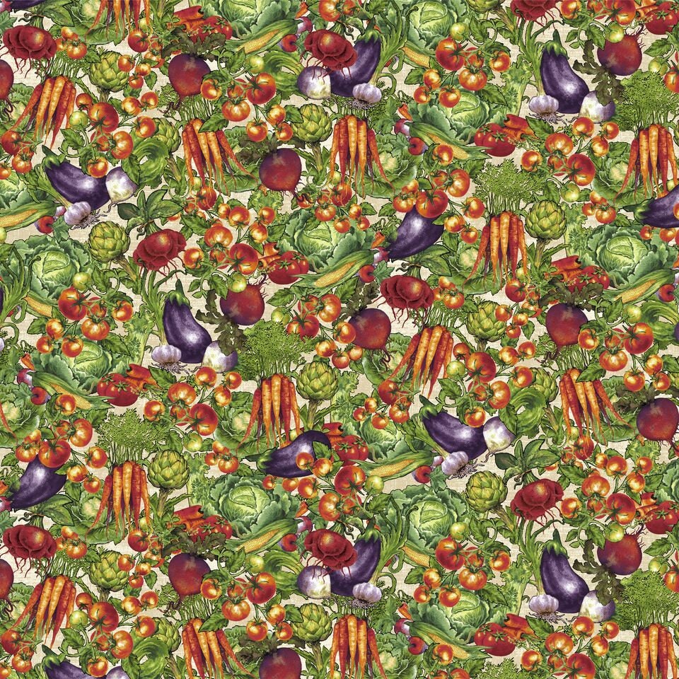 Farmer's Market by Geoff Allen Small Market Veggies 4459-44 Cotton Woven Fabric