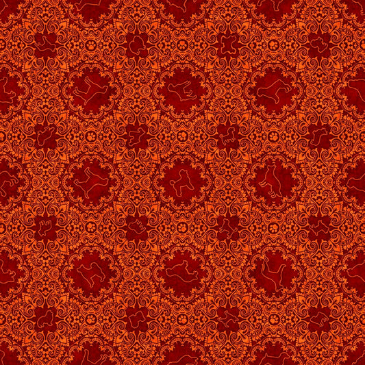 Must Love Dogs by Dan Morris Orange Dog Medallion 26940O Cotton Woven Fabric