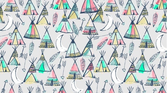 Llamaste Teepees on Dove Stella-1175-Dove Cotton Woven Fabric