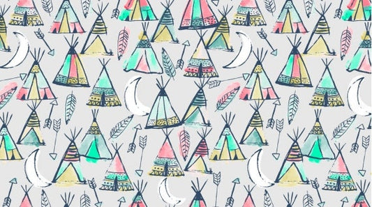 Llamaste Teepees on Dove Stella-1175-Dove Cotton Woven Fabric