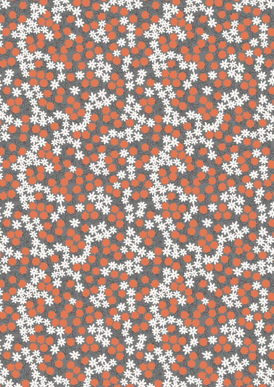 Bear Hug Dark Grey Cloudberries A315.3 Cotton Woven Fabric