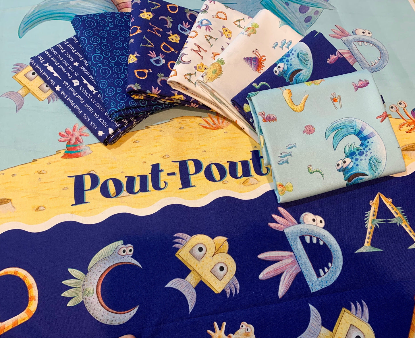 Licensed Pout Pout Fish Stories Aqua C8252R-AQUA Cotton Woven Fabric