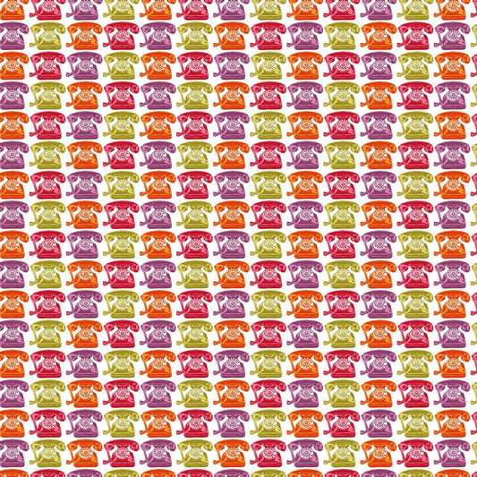 Call Me by Melanie Samra Telephone on White 22478-10 Cotton Woven Fabric