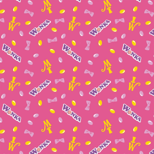 Licensed Willy Wonka and The Chocolate Factory Pink Willy Wonka Jelly Beans  23230108-3 Cotton Woven Fabric