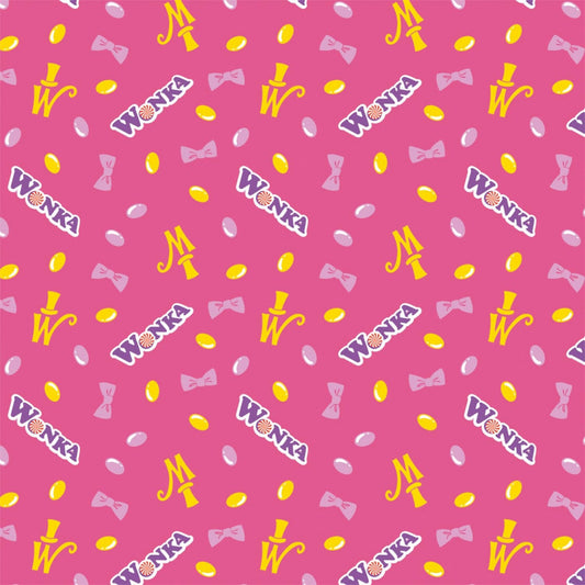 Licensed Willy Wonka and The Chocolate Factory Pink Willy Wonka Jelly Beans 23230108-3 Cotton Woven Fabric