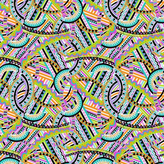 Feathers and Foliage by Pink Chandelier Green Kaleidoscope 70457-769 Cotton Woven Fabric