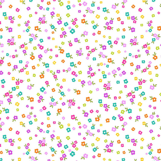 Feathers and Foliage by Pink Chandelier White Ditzy Blooms 70458-178 Cotton Woven Fabric