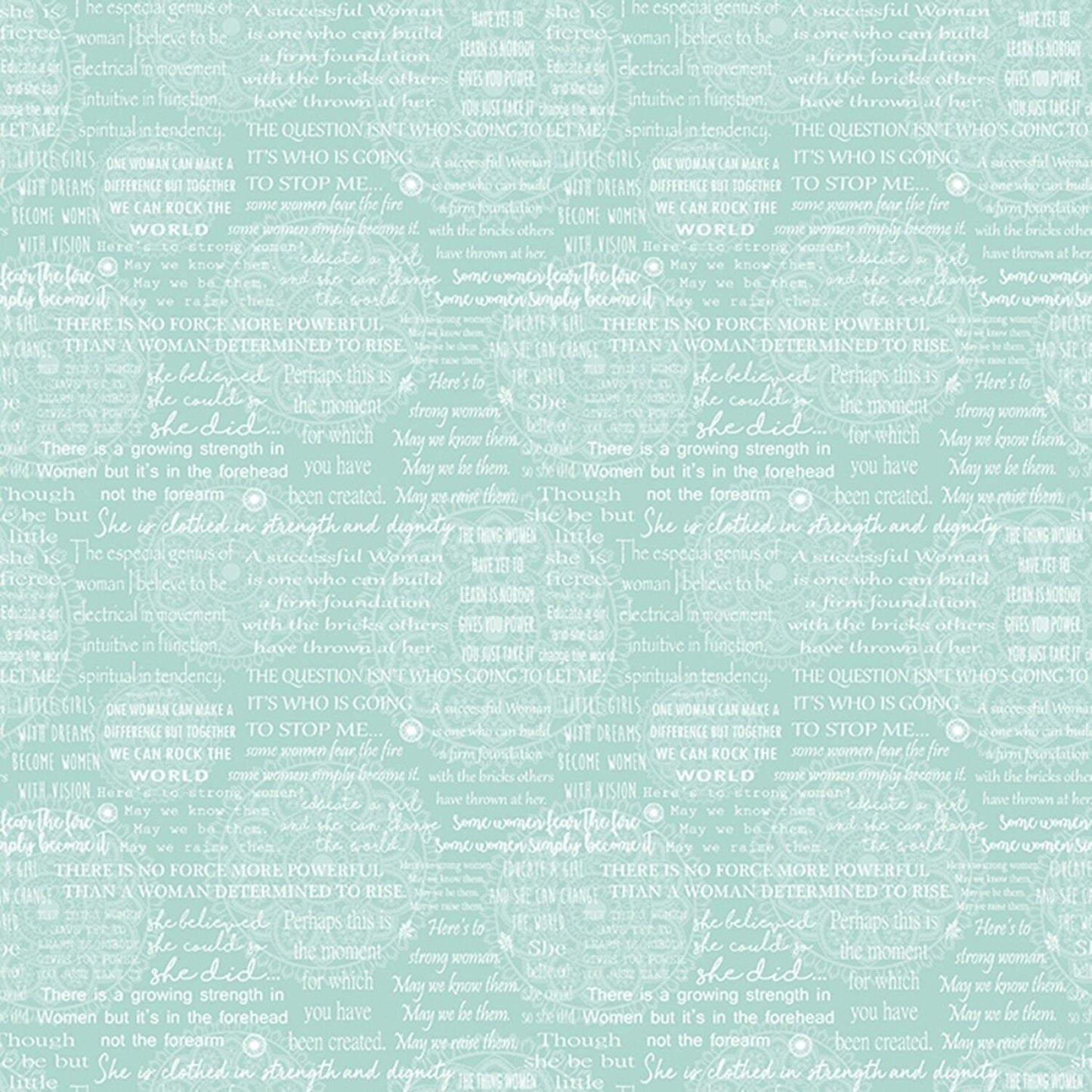Women Are Turquoise/White Women Are Words Cotton Woven Fabrics 1159B-80