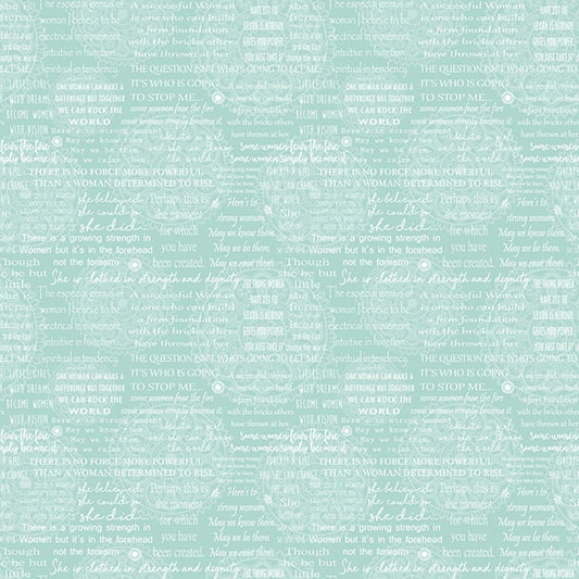 Women Are Turquoise/White Women Are Words Cotton Woven Fabrics 1159B-80