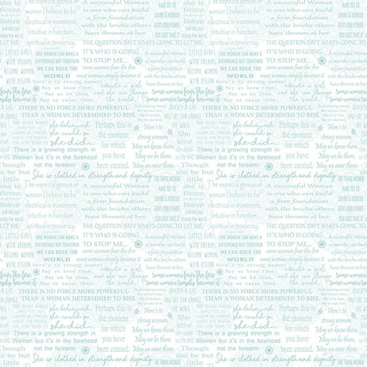 Women Are White/Turquoise Women Are Words 1159B-09 Cotton Woven Fabric