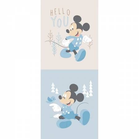 Mickey and Minnie in the Meadow 18" Panel Mickey Little Meadow in Blue 85270410P Cotton Woven Panel