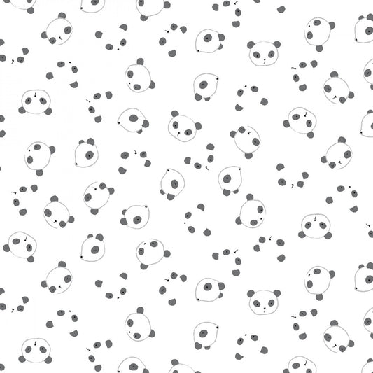Wide Awake White Panda Heads ST-1151WHT Cotton Woven Fabric