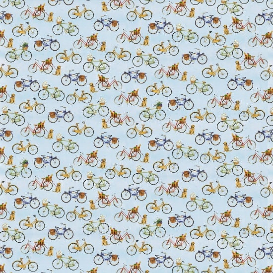 Coastal Paradise by Barb Gelotte Tourtillotte Bicycles 1500-11 Cotton Woven Fabric