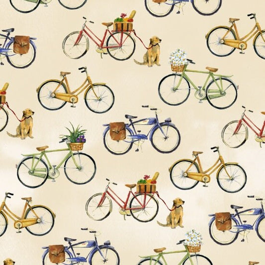 Coastal Paradise by Barb Gelotte Tourtillotte Bicycles 1500-44 Cotton Woven Fabric