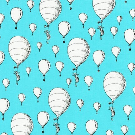 Licensed Oh The Places You'll Go by Dr Suess Enterprises Balloons on Aqua ADE-18389-70 Cotton Woven Fabric