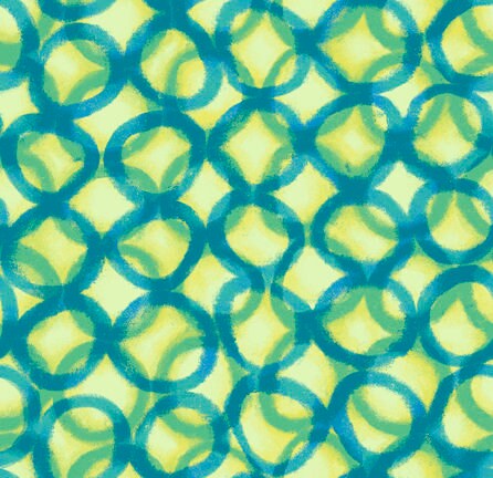 Mirage Light Green Interlocking Circles 26998H Digitally Printed Cotton Woven Fabric