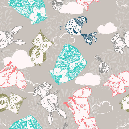 Little Thicket Animals 14529-LTGRAY Cotton Woven Fabric