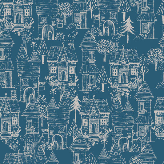Little Thicket Houses 14533-NAVY Cotton Woven Fabric