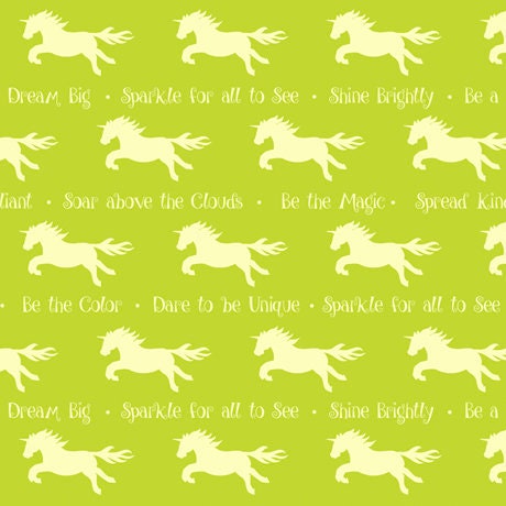 Party Like a Unicorn from Desiree's Designs Spring Green Unicorn Silhouettes 26913G Cotton Woven Fabric