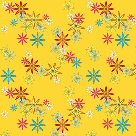 Party Like a Unicorn from Desiree's Designs Yellow Flowers 26914S Cotton Woven Fabric