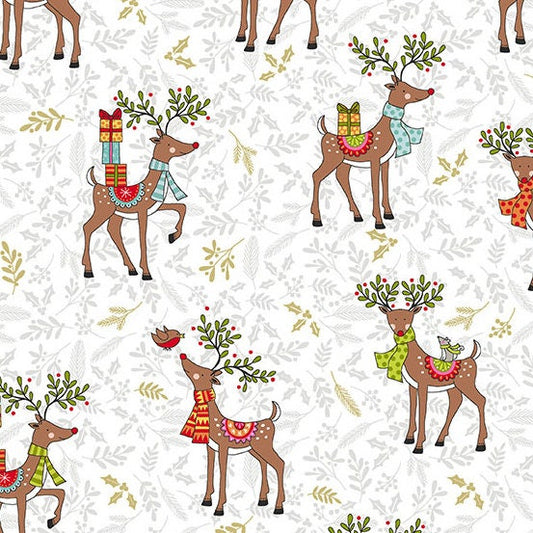 Reindeer on White TP-2119-1 Cotton Woven Fabric