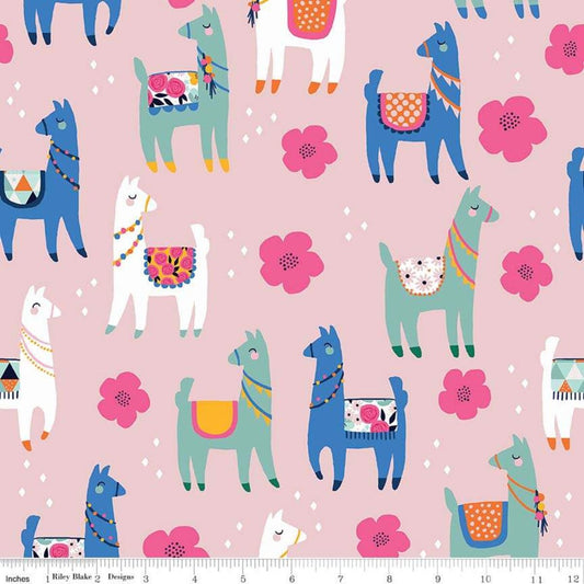 Llamas by My Mind's Eye Novelty Pink C9009-PINK Cotton Woven Fabric