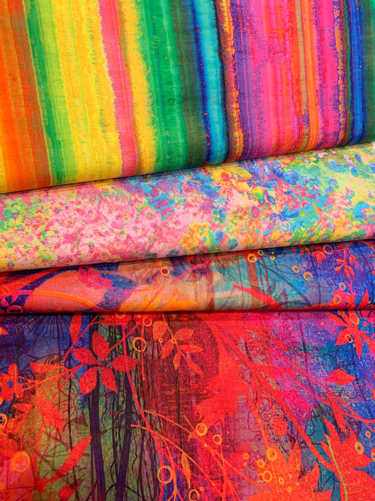 Iridescence Multi Batik Floral IRID248-MU Cotton Woven Fabric