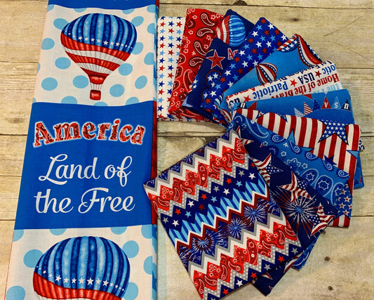 America Home of the Brave by Sharla Fults Blue Bandana 4628-11 Cotton Woven Fabric