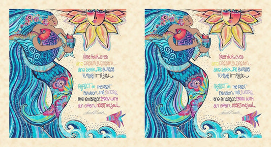 Sea Goddess by Laurel Burch Cream Sea Goddess 24" Panel w/Metallic Y2596-57M Cotton Woven Panel