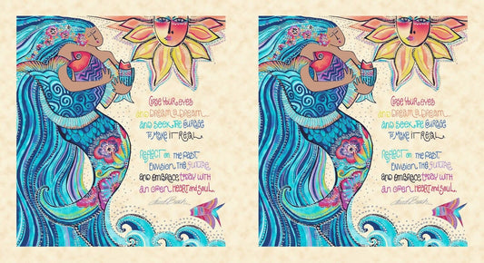 Sea Goddess by Laurel Burch Cream Sea Goddess 24" Panel w/Metallic Y2596-57M Cotton Woven Panel