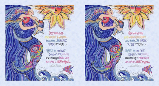 Sea Goddess by Laurel Burch Light Periwinkle Sea Goddess 24" Panel w/Metallic Y2596-84M Cotton Woven Panel