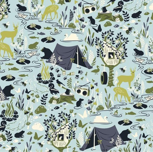 Moonshine by Tula Pink Forest Frivolity Sky PWTP054.SKY Cotton Woven Fabric
