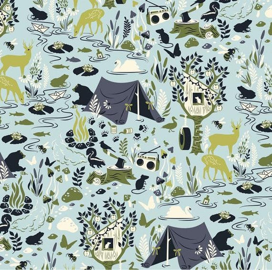 Moonshine by Tula Pink Forest Frivolity Sky PWTP054.SKY Cotton Woven Fabric
