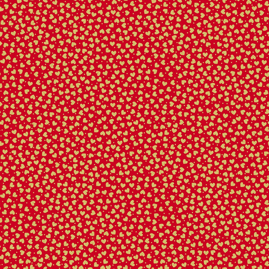 Cherish Red Mini Hearts  with Metallic Accents 8963M10B Cotton Woven Fabric