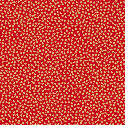 Cherish Red Mini Hearts with Metallic Accents 8963M10B Cotton Woven Fabric